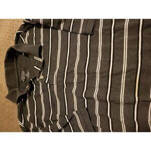 Cactus Men’s XL Black White Striped Performance Polo Shirt Short Sleeve